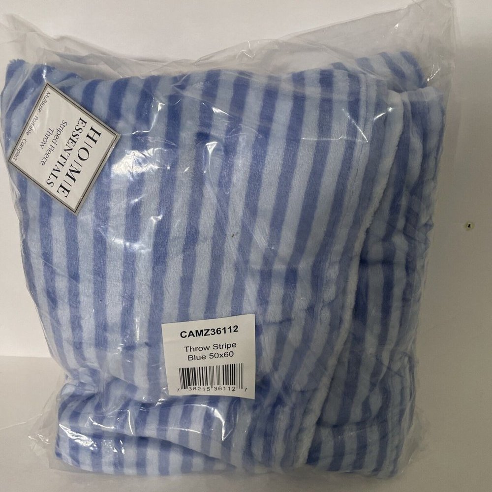 Throw Stripe Blue Super Soft Blanket 50x60 inches BRAND NEW! Home Essentials